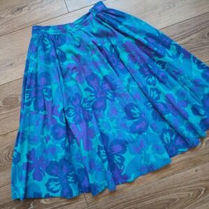 Vtg Christian Dior Skirt - Floral Knee Length Cotton A-line Flowy Designer Sz 4